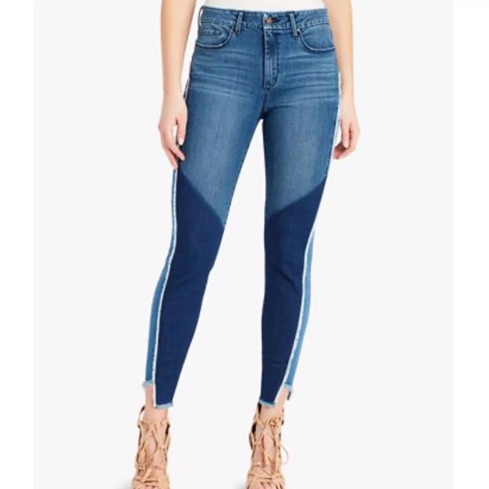 Jessica Simpson Blue Adored High-rise Ankle Jeans Two Tone 27 Pieced Skinny